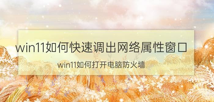 win11如何快速调出网络属性窗口 win11如何打开电脑防火墙？